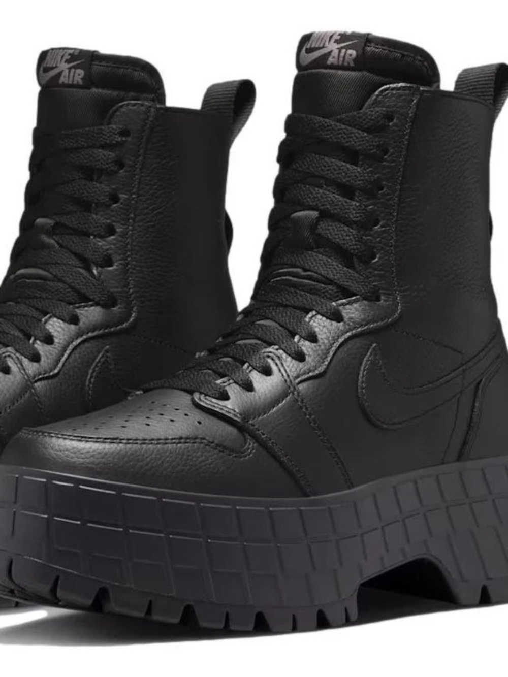 new Women's 7 nike air jordan 1 high Brooklyn platform FJ5737-001 triple black